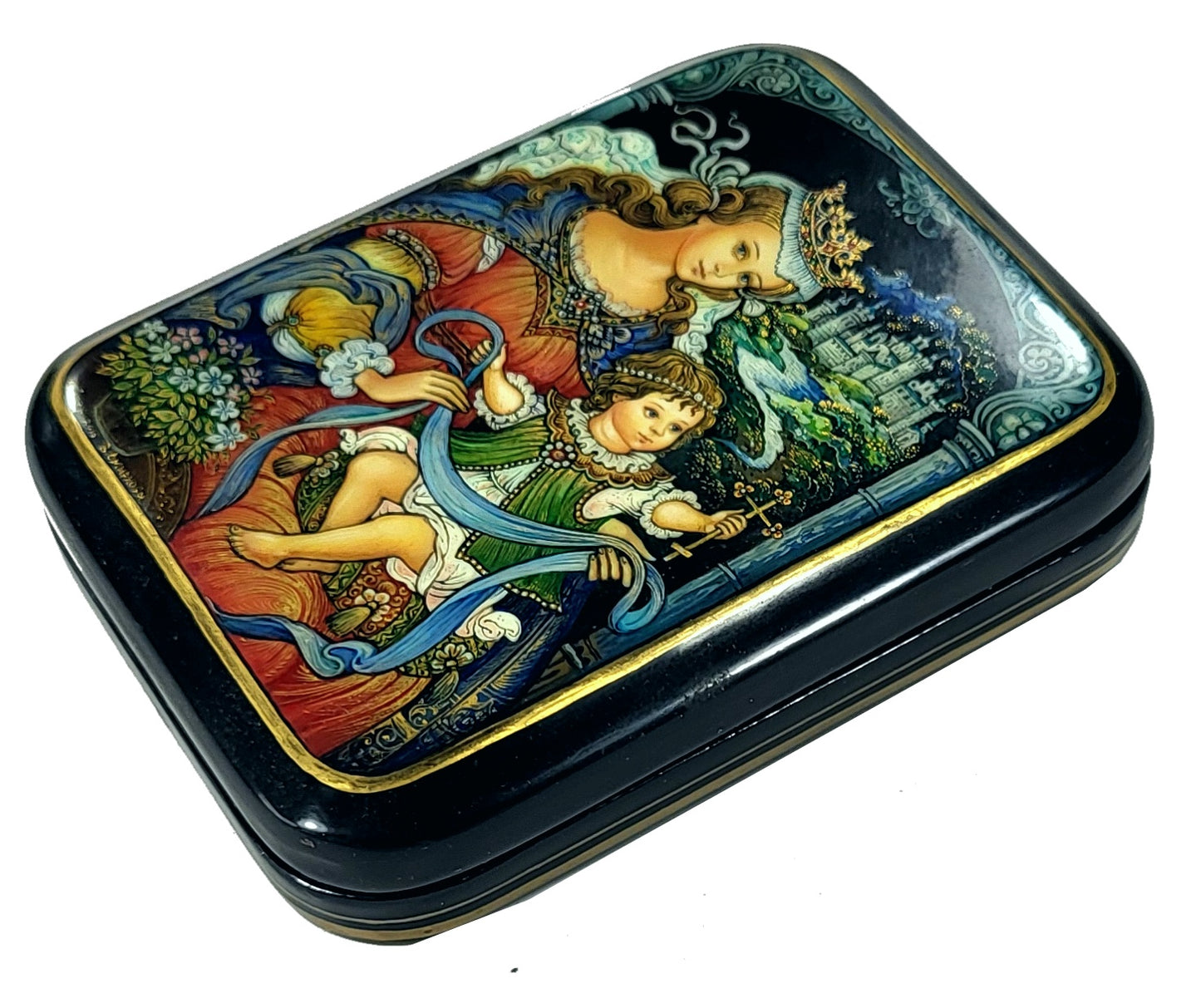 "Madonna and Child in a Royal Garden" lacquer box